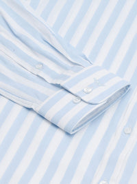 Park Avenue Men Blue & White Slim Fit Striped Formal Shirt