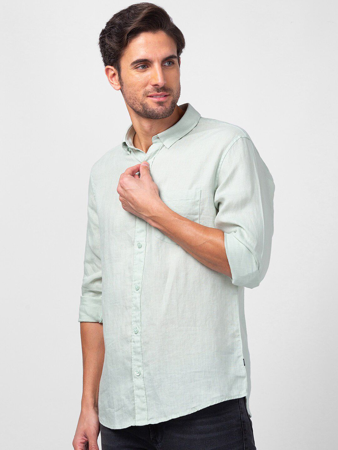 SPYKAR Men Slim Fit Casual Linen Shirt