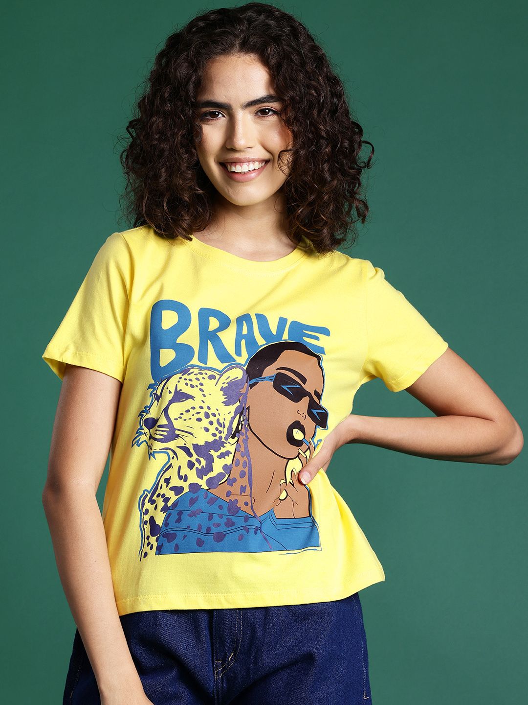 DressBerry Graphic Printed Drop-Shoulder Sleeve T-shirt