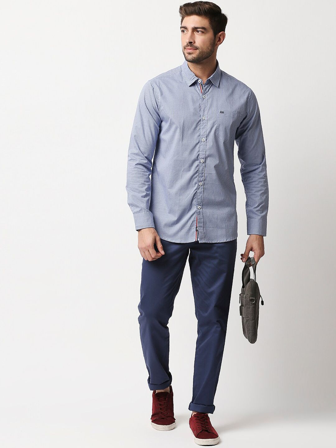 Thomas Scott Men Blue Easy Wash Smart New Millennium Fit Regular Chinos Trousers