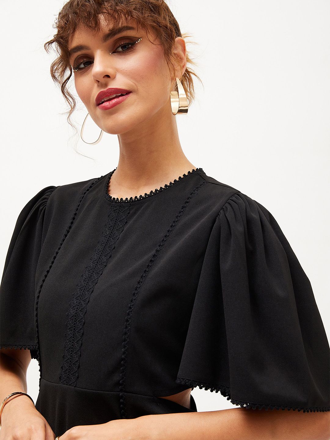 SASSAFRAS Flared Sleeve Fit & Flare Dress
