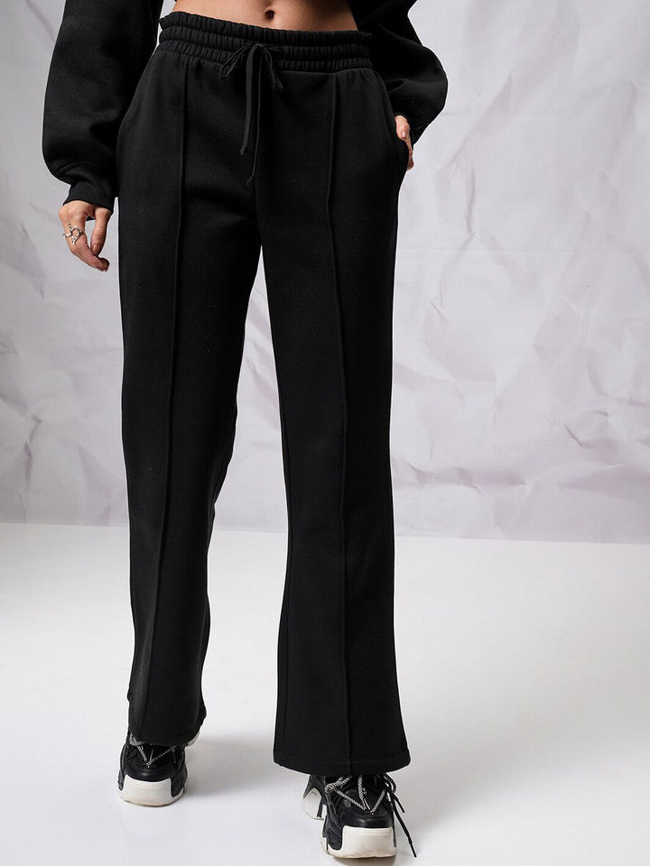 Tokyo Talkies Crop Hooded Sweatshirt with Wide Leg Trousers