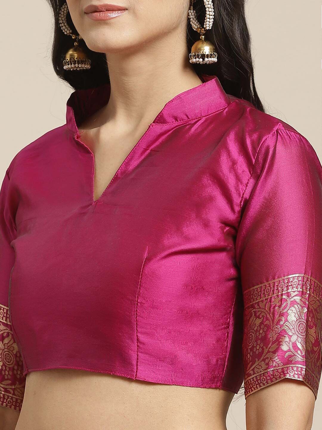 Saree mall Pink & Gold-Toned Woven Design Zari Silk Blend Banarasi Sarees