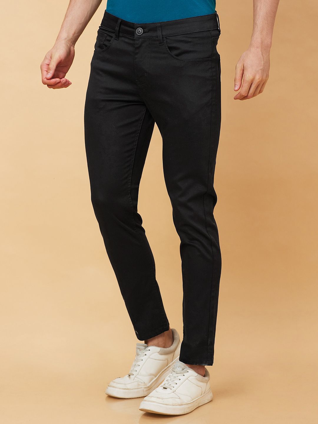 Being Human Men Mid Rise Solid Cropped Fit Chinos Trousers