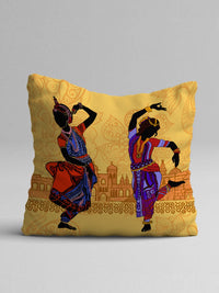 STITCHNEST Set of 2 Yellow & Black Set of 2 Ethnic Motifs Square Cushion Covers