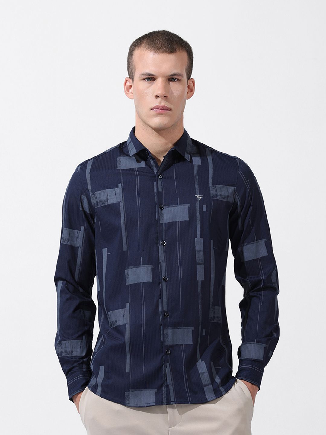 The Indian Garage Co Men Slim Fit Textured Party Shirt
