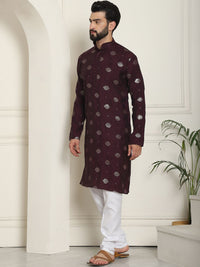 SOJANYA Geometric Embroidered Sequinned Cotton Silk Straight Kurta With Churidar