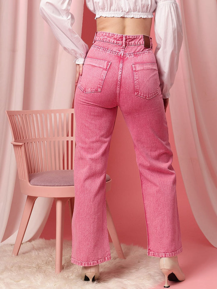 STREET 9 Women Comfort Straight Fit High-Rise Clean Look Pure Cotton Jeans
