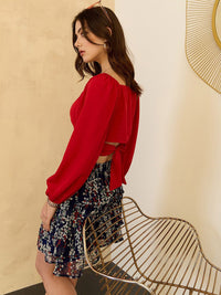 Berrylush Floral Printed High Rise Flared Mini Skirt