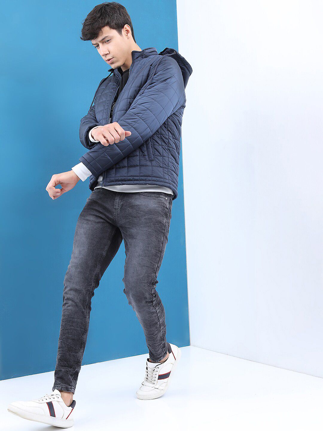 HIGHLANDER Men Navy Blue Padded Jacket