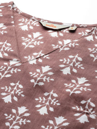 Anouk Floral Printed Pure Cotton Kurta With Trousers & Dupatta