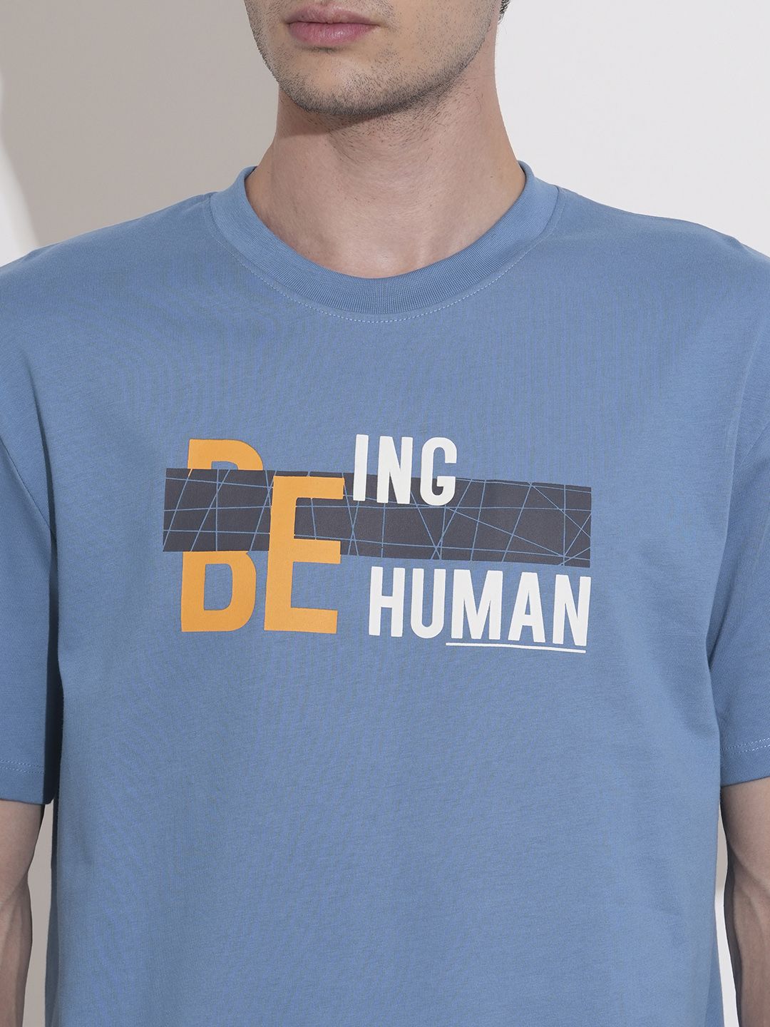 Being Human Brand Logo Printed Drop-Shoulder Sleeves Pure Cotton T-shirt