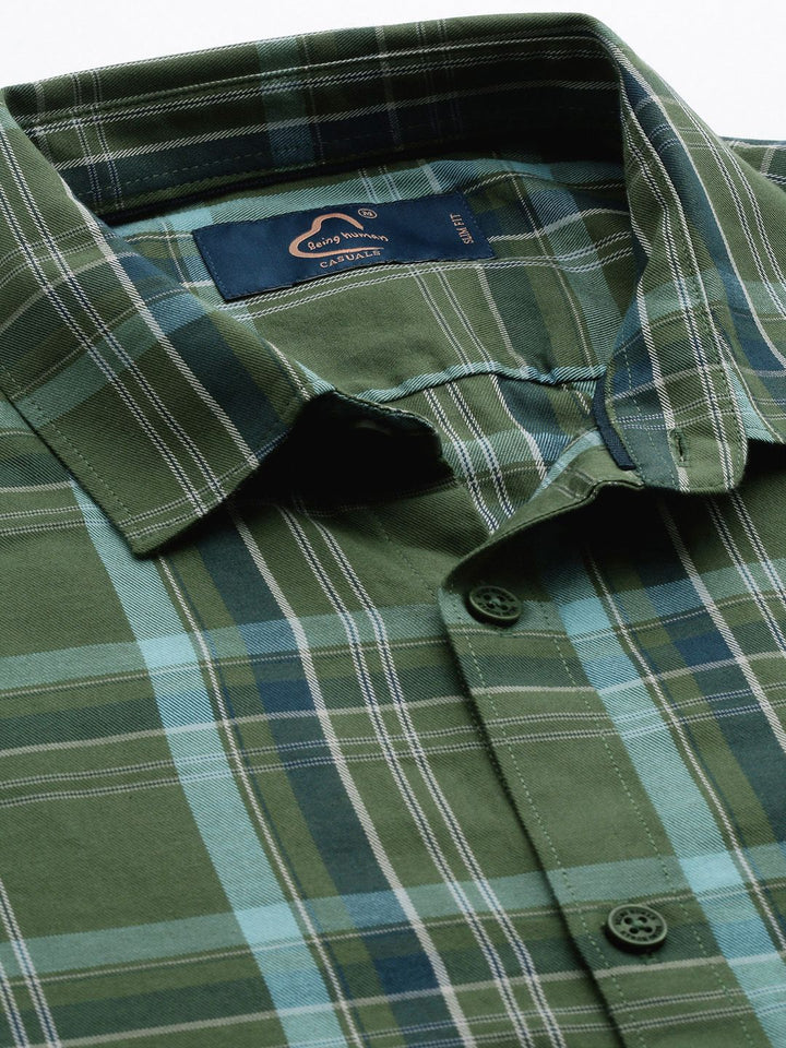 Being Human Pure Cotton Slim Fit Opaque Checked Casual Shirt