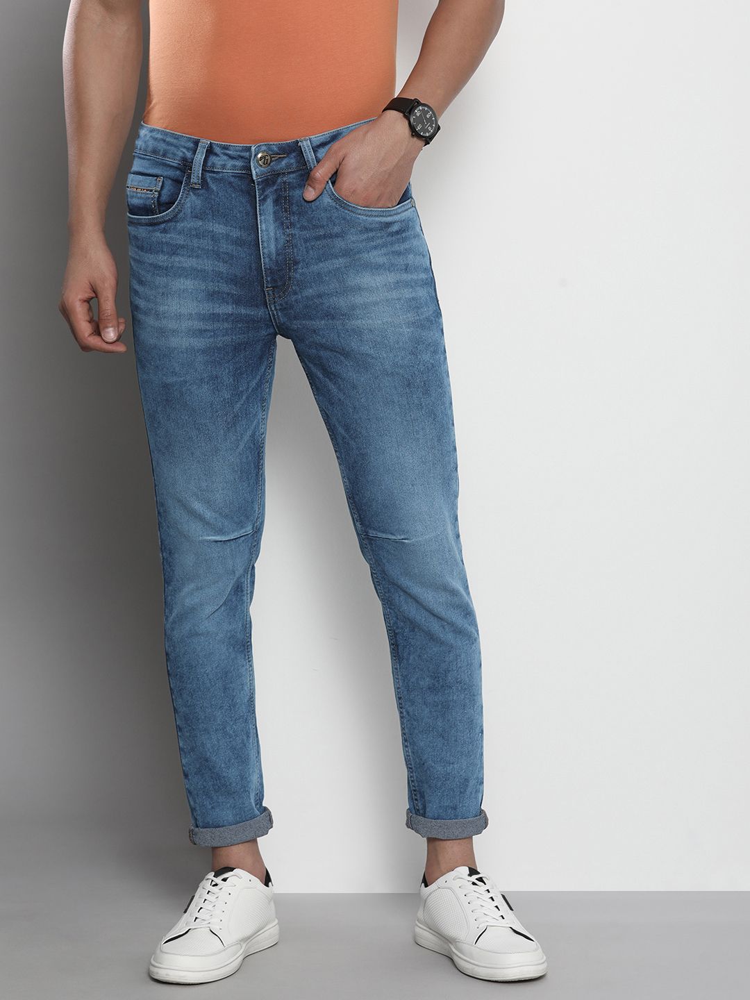 The Indian Garage Co Men Relaxed Fit Light Fade Stretchable Jeans