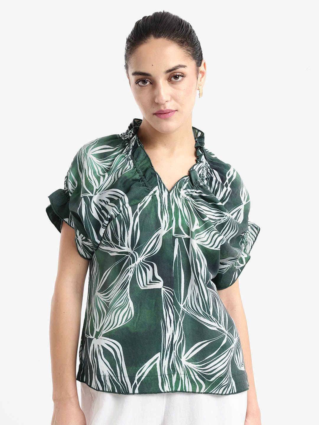 RAREISM Tropical Print Top