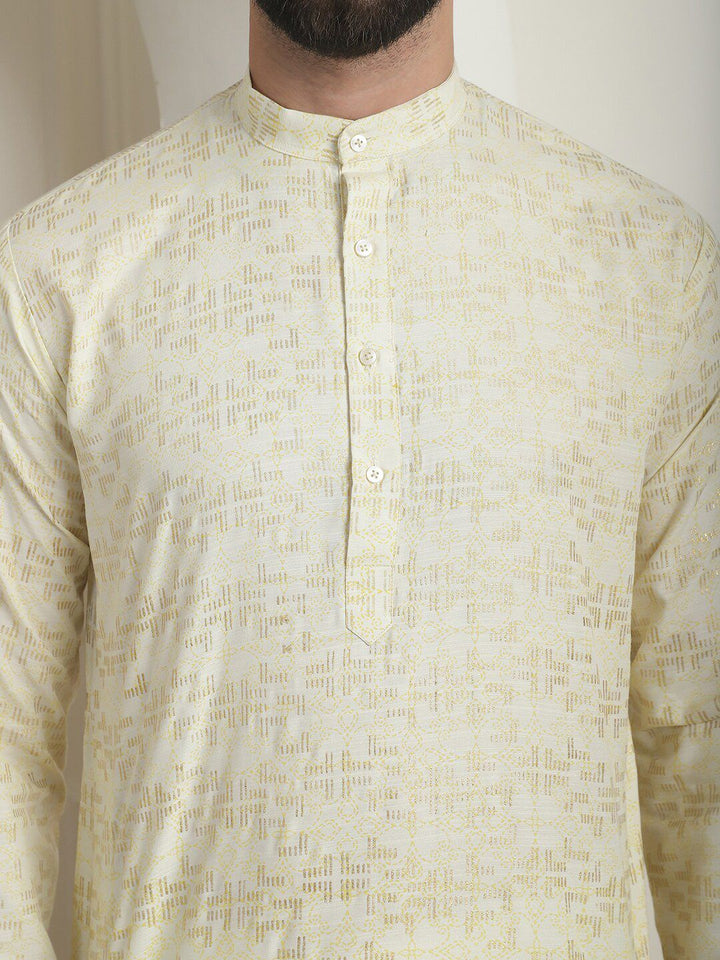 SOJANYA Printed Mandarin Collar Lengan Panjang Kurta Lurus