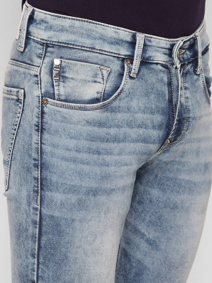 SPYKAR Men Blue Slim Fit Low-Rise Mildly Distressed Heavy Fade Jeans