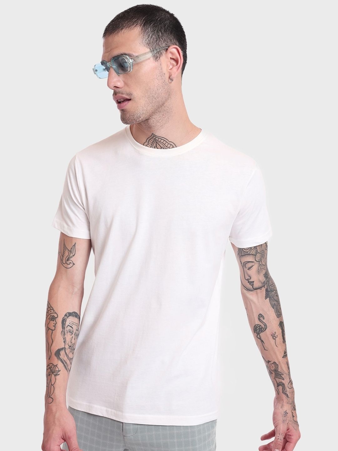 Bewakoof Men White Pure Cotton T-shirt