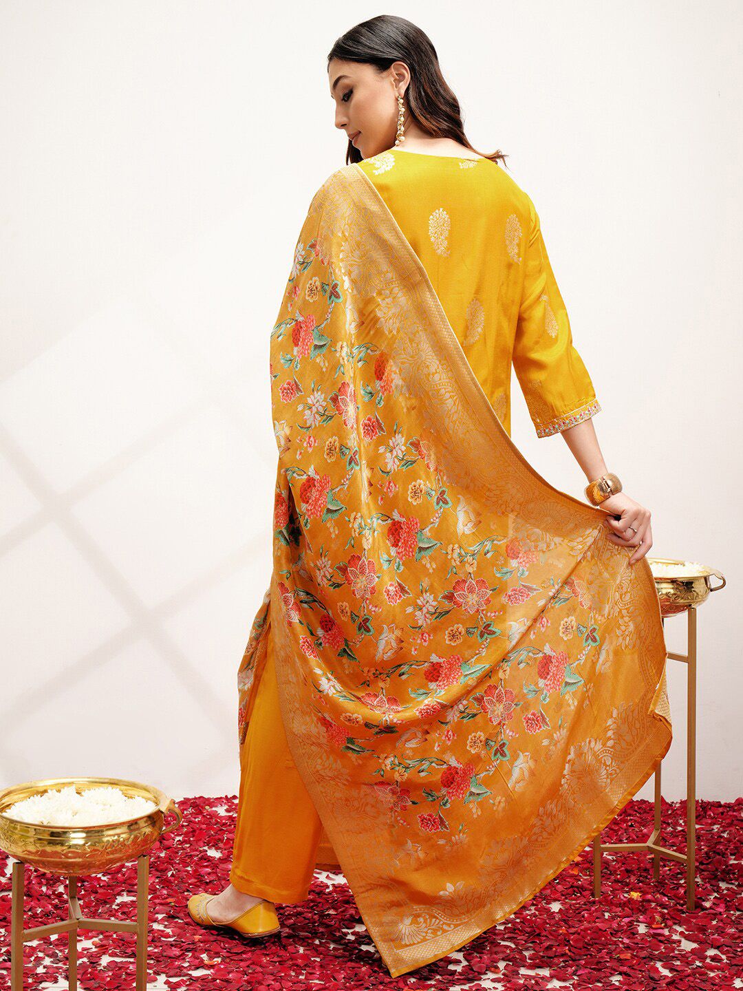 Vishudh Ethnic Motifs Embroidered Regular Thread Work Kurta with Trouser & Dupatta