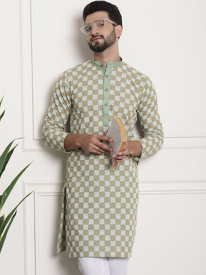SOJANYA Ethnic Motifs Embroidered Thread Work Cotton Straight Kurta
