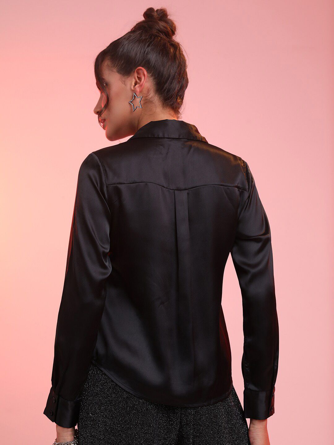 Tokyo Talkies Spread Collar Satin Regular Fit Shirt