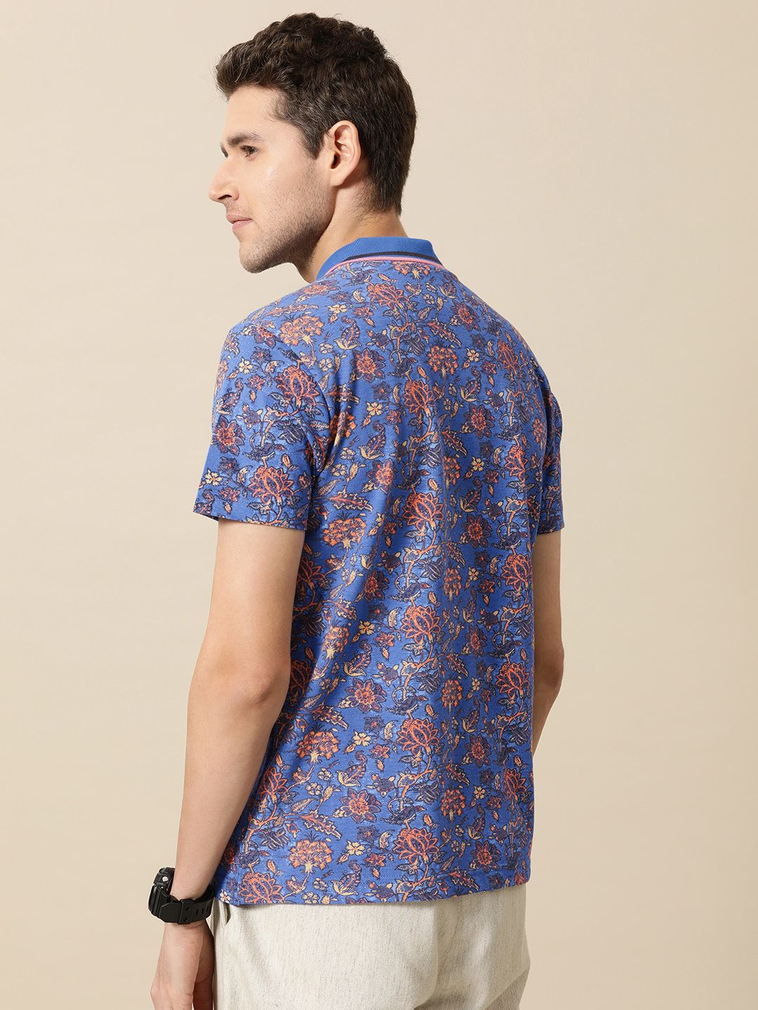 Mr Bowerbird Men Floral Printed Polo Collar Pure Cotton T-shirt