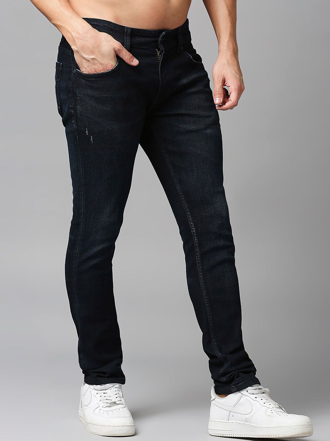 SPYKAR Men Slim Fit Low-Rise Low Distress Light Fade Stretchable Cotton Jeans
