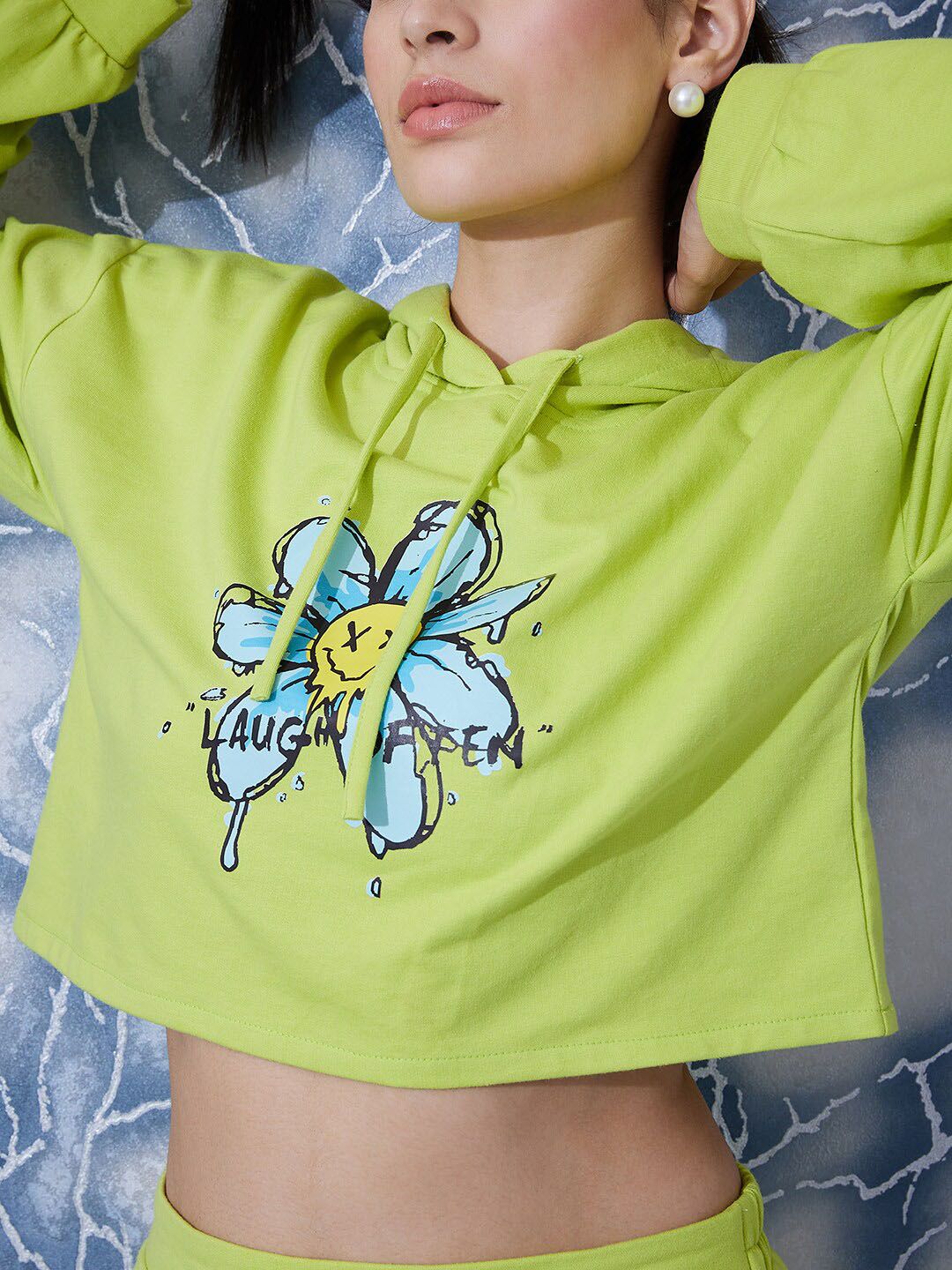 Athena Printed Sweatshirt With Straight Shorts Co-Ords