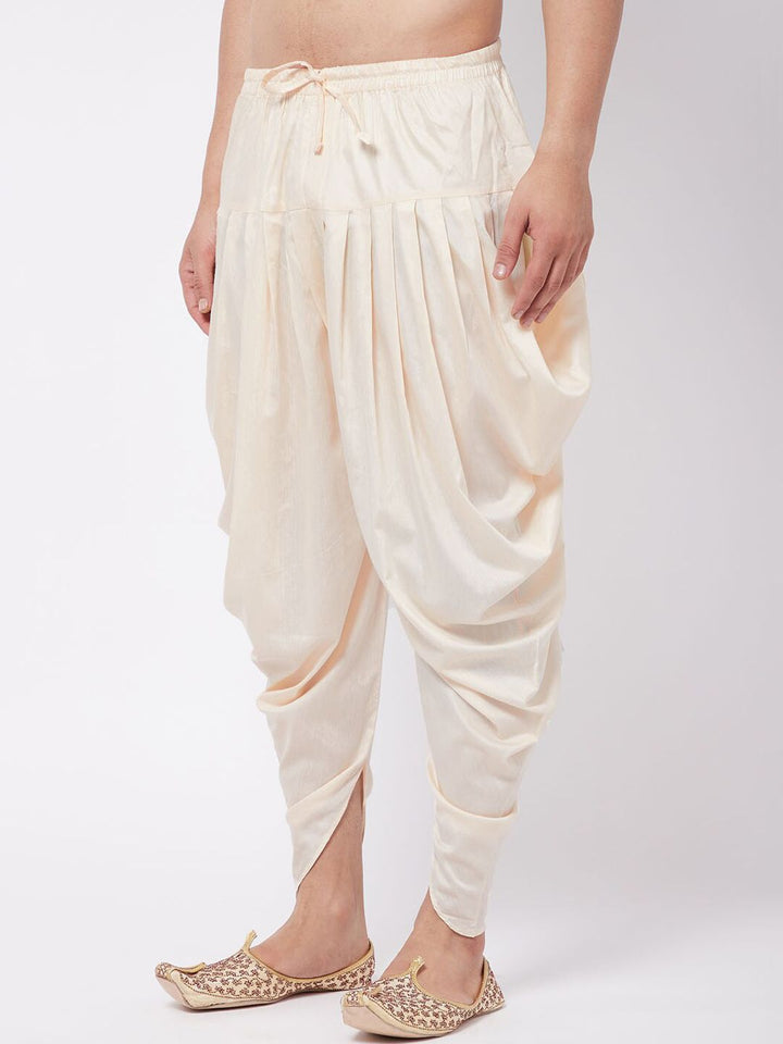 VASTRAMAY Men Cream Coloured Solid Cowl Dhoti Pants