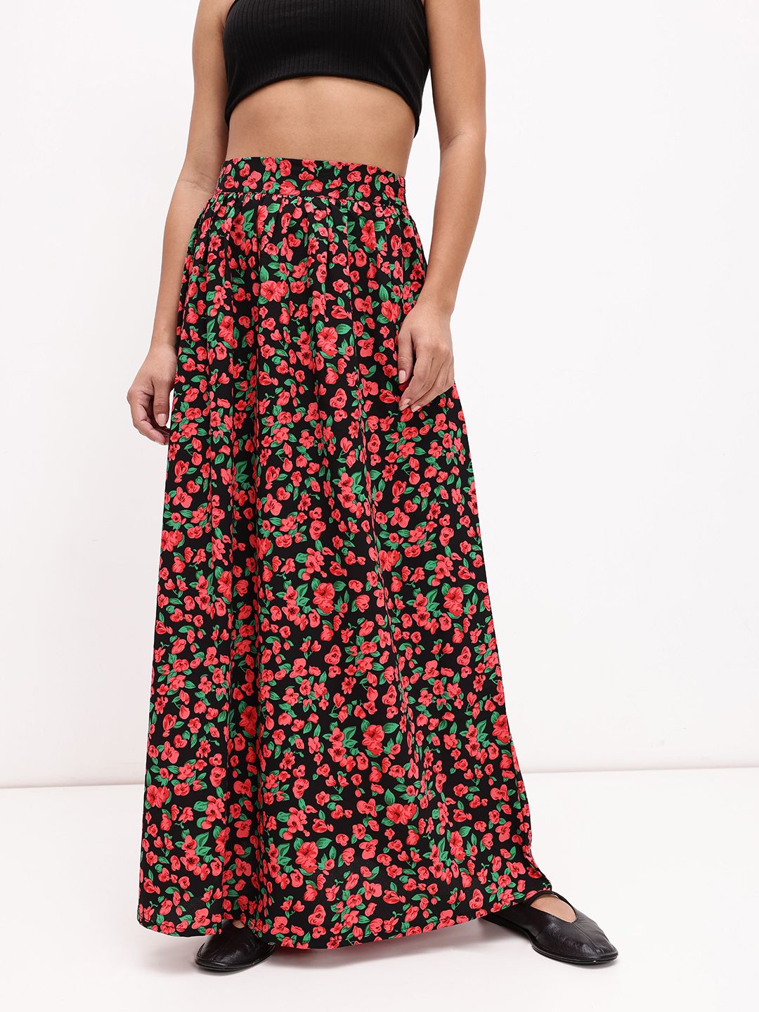 DressBerry Women Eye Catching Floral print A-Line Maxi Skirt