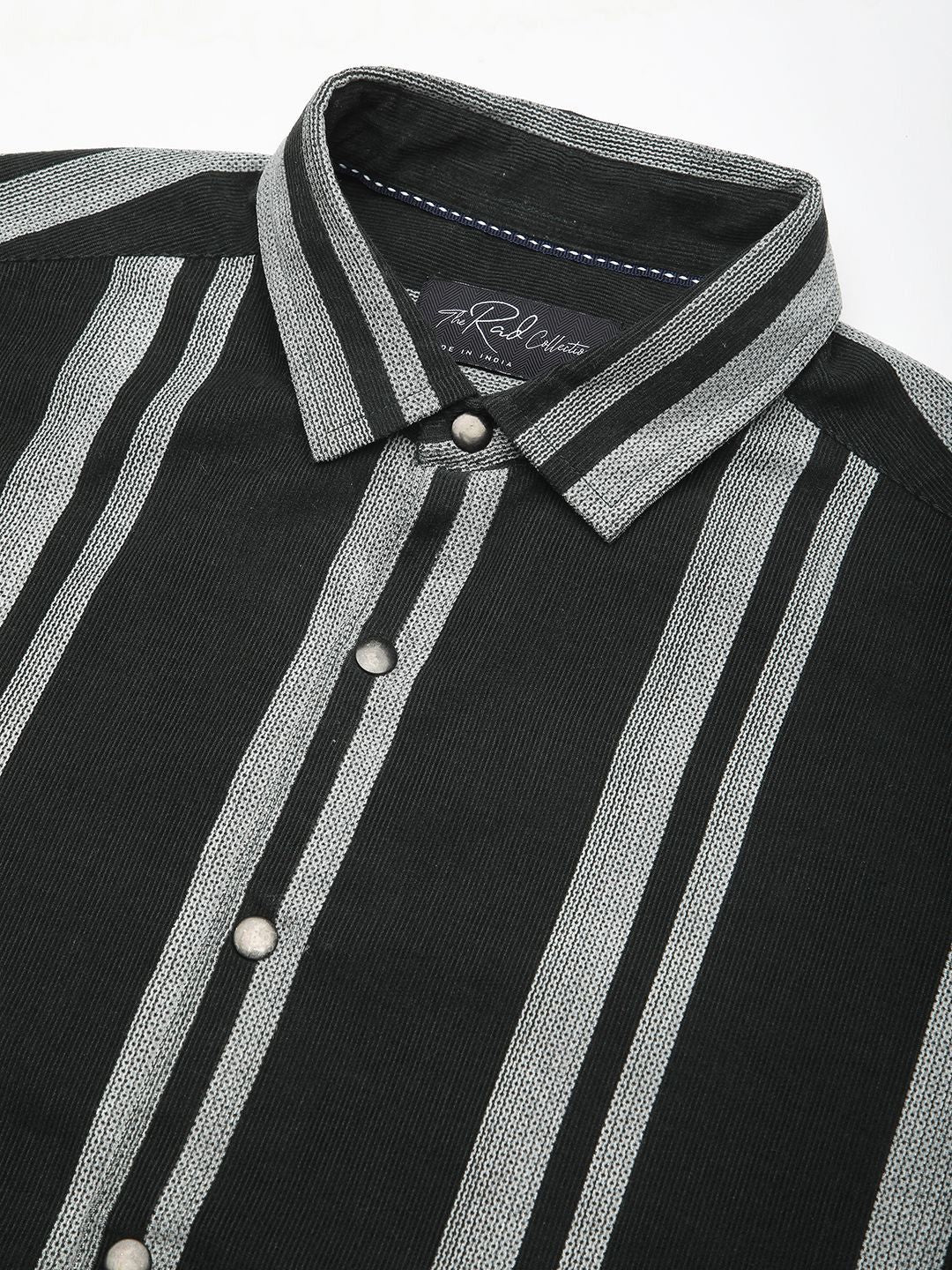 VASTRADO Men Classic Spread Collar Vertical Striped Cotton Casual Shirt