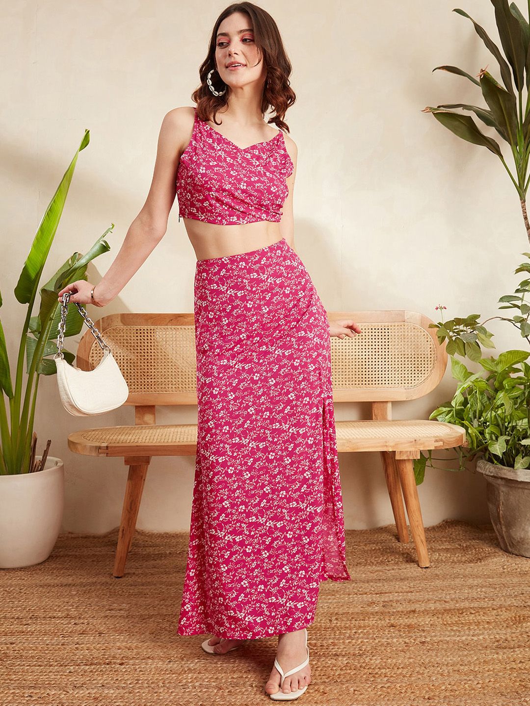 Berrylush Floral Printed Top With Maxi Skirt