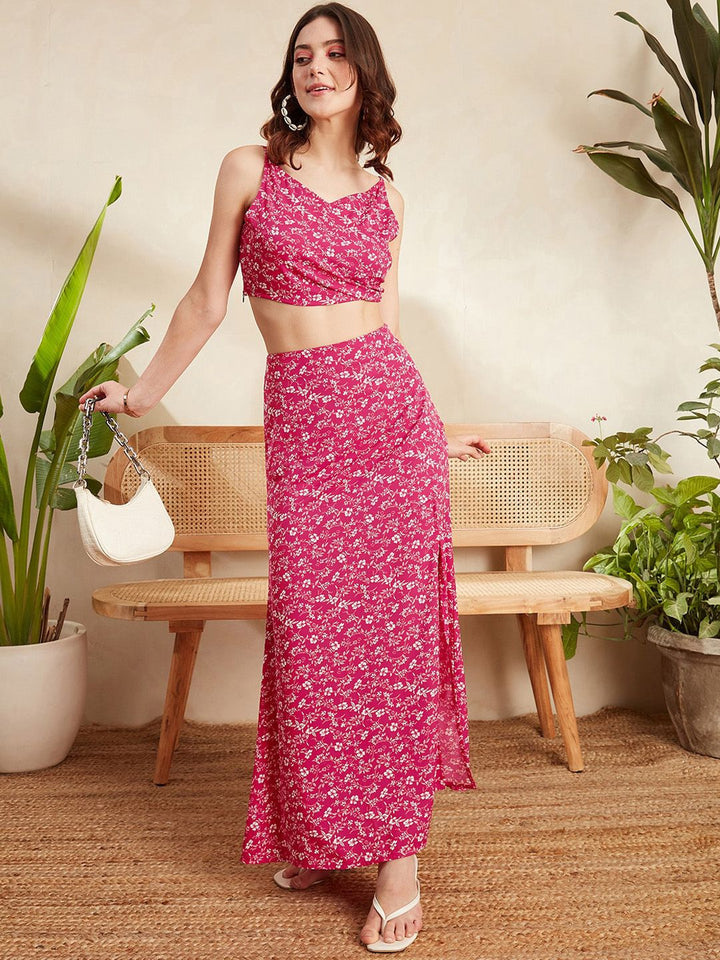 Berrylush Floral Printed Top With Maxi Skirt