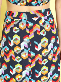 Berrylush Women Deep Navy Blue Geometric Dress