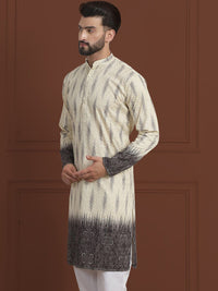 SOJANYA LUXE Kurta Lurus Bersulam Labuci Mandarin Cotton Kolar