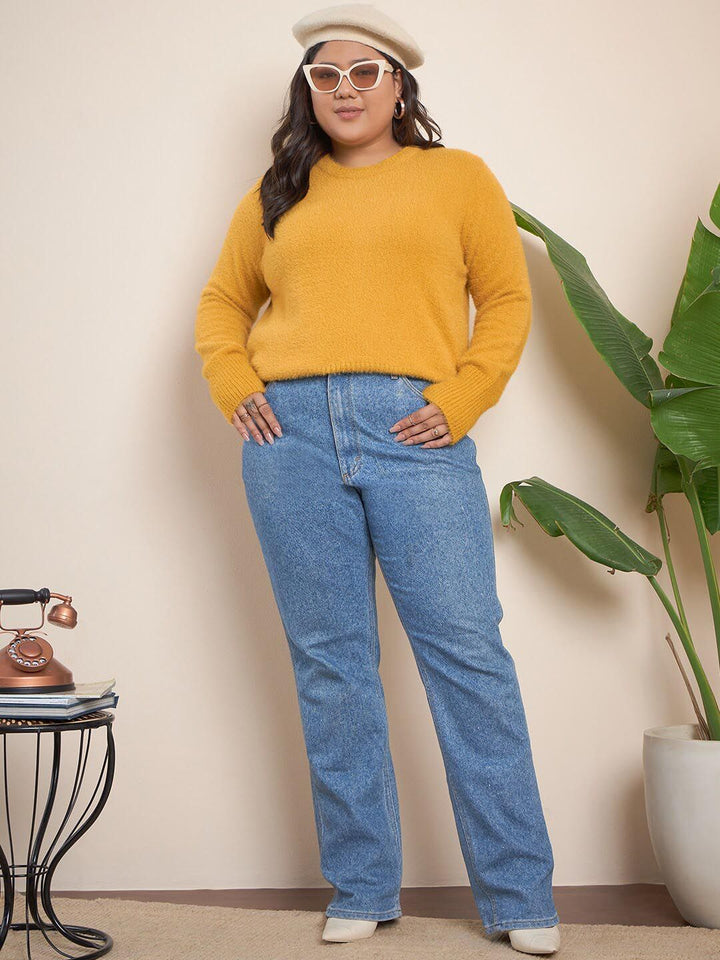 Curvy Street Cable Knit Diri Reka Bentuk Self Pullover Acrylic Sweater