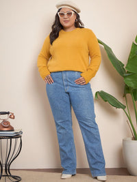 Curvy Street Cable Knit Diri Reka Bentuk Self Pullover Acrylic Sweater