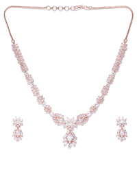 Priyaasi Rose Gold-Plated AD & CZ Studded Jewellery Set