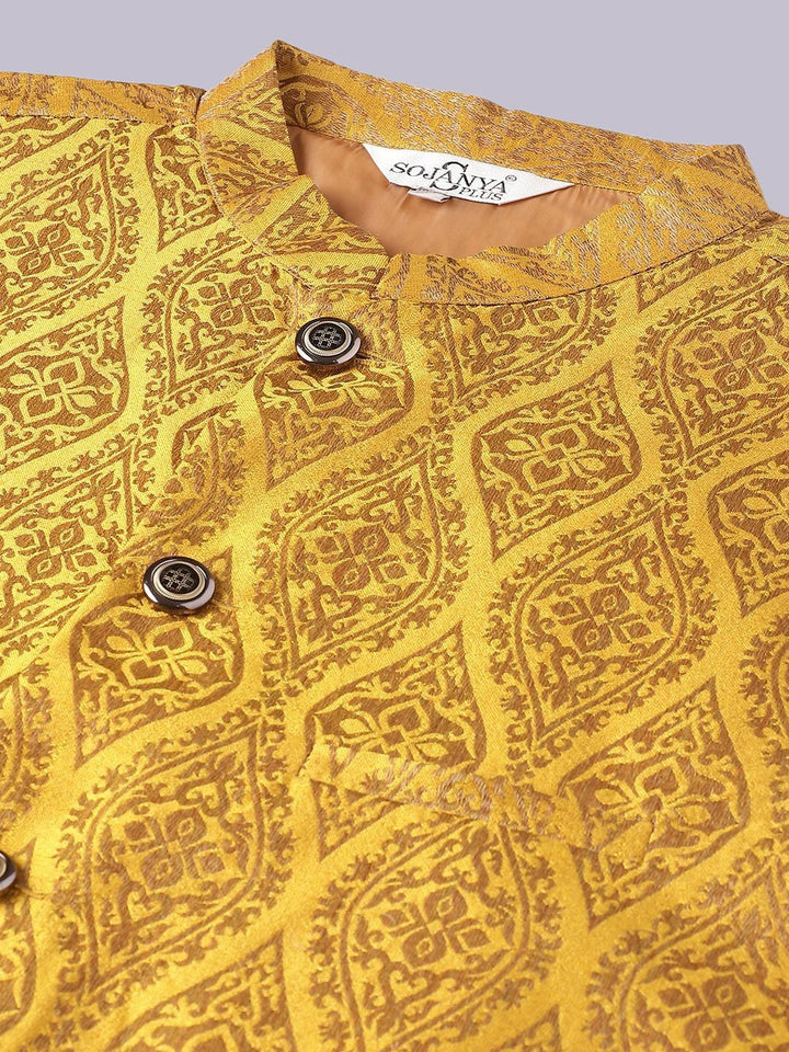 SOJANYA PLUS Ethnic Motifs Woven Design Kurta With Pyjamas & Nehru Jacket