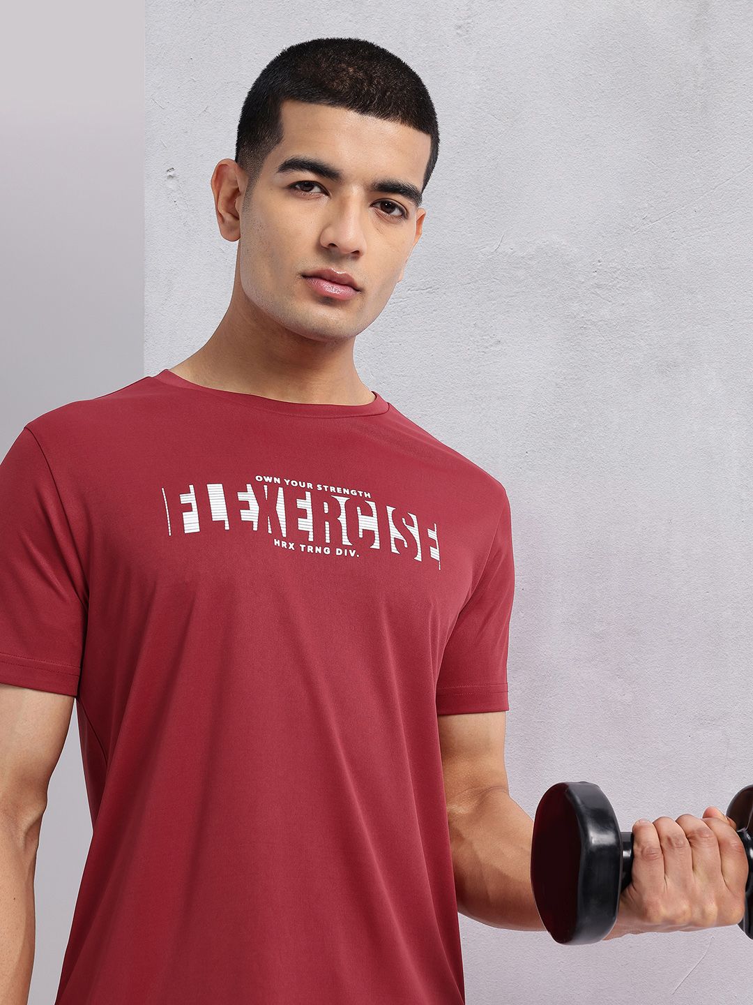 HRX by Hrithik Roshan Typography Print Rapid-Dry Training T-shirt