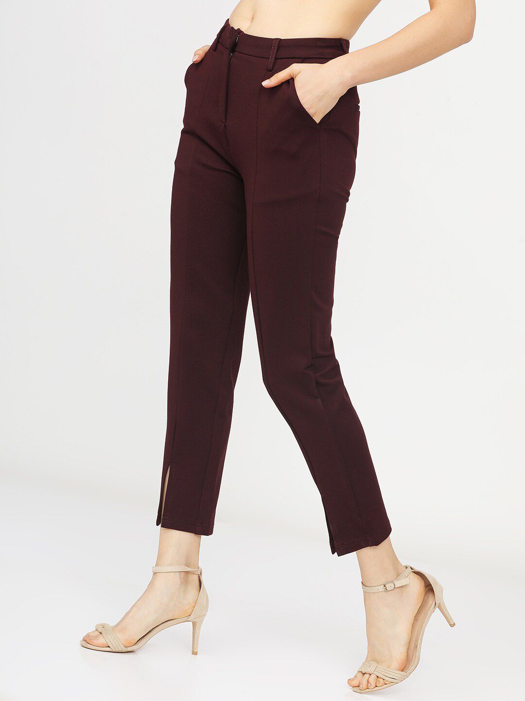 CHIC BY TOKYO TALKIES Women Purple Slim Fit Trousers