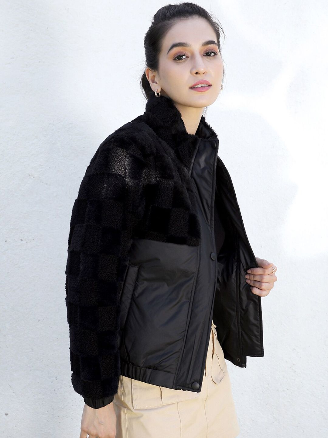 Kampus Sutra Black Windcheater Bomber Jacket