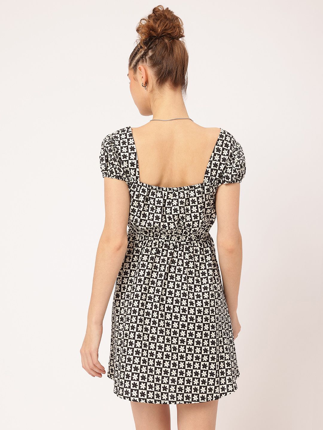 DressBerry Trendsetter Fit & Flare Monochrome Mini Dress