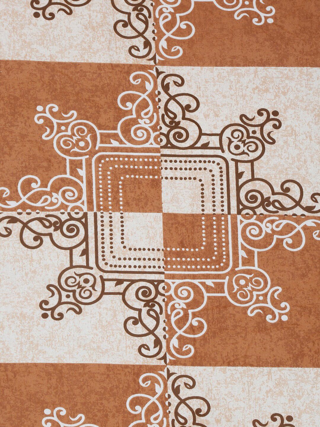 KLOTTHE Motif Etnik Coklat Kapas 400 TC Dilengkapi Cadar Katil Super King Superfine dengan 2 Sarung Bantal-106 x 106 inci