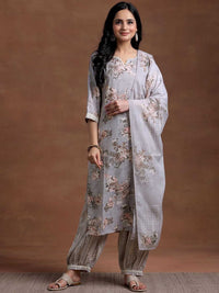 Libas Floral Printed Regular Gotta Patti Kurta with Salwar & With Dupatta