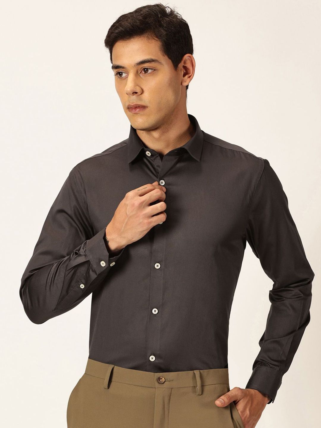 Thomas Scott Men Cotton Premium Slim Fit Opaque Formal Shirt