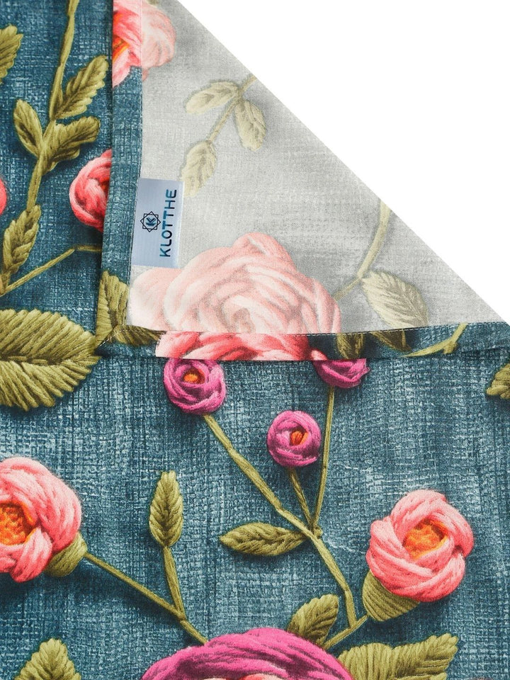 Moda Rapido X KLOTTHE Turquoise Blue & Pink Floral 300 TC King Cadar dengan 2 Sarung Bantal