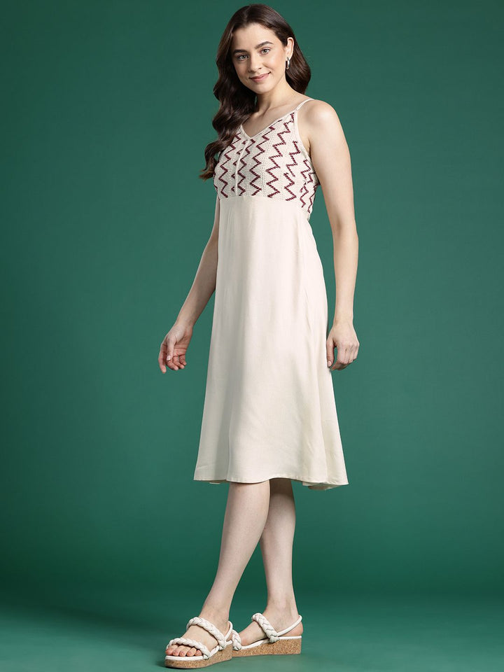 DressBerry Self Design A-Line Midi Dress