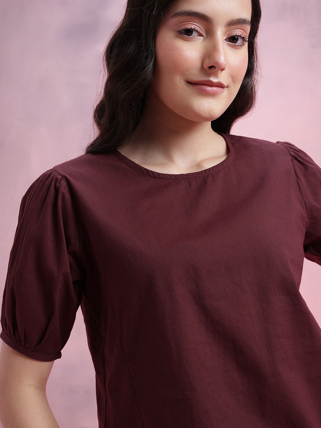 DressBerry Puff Sleeves Pure Cotton Top