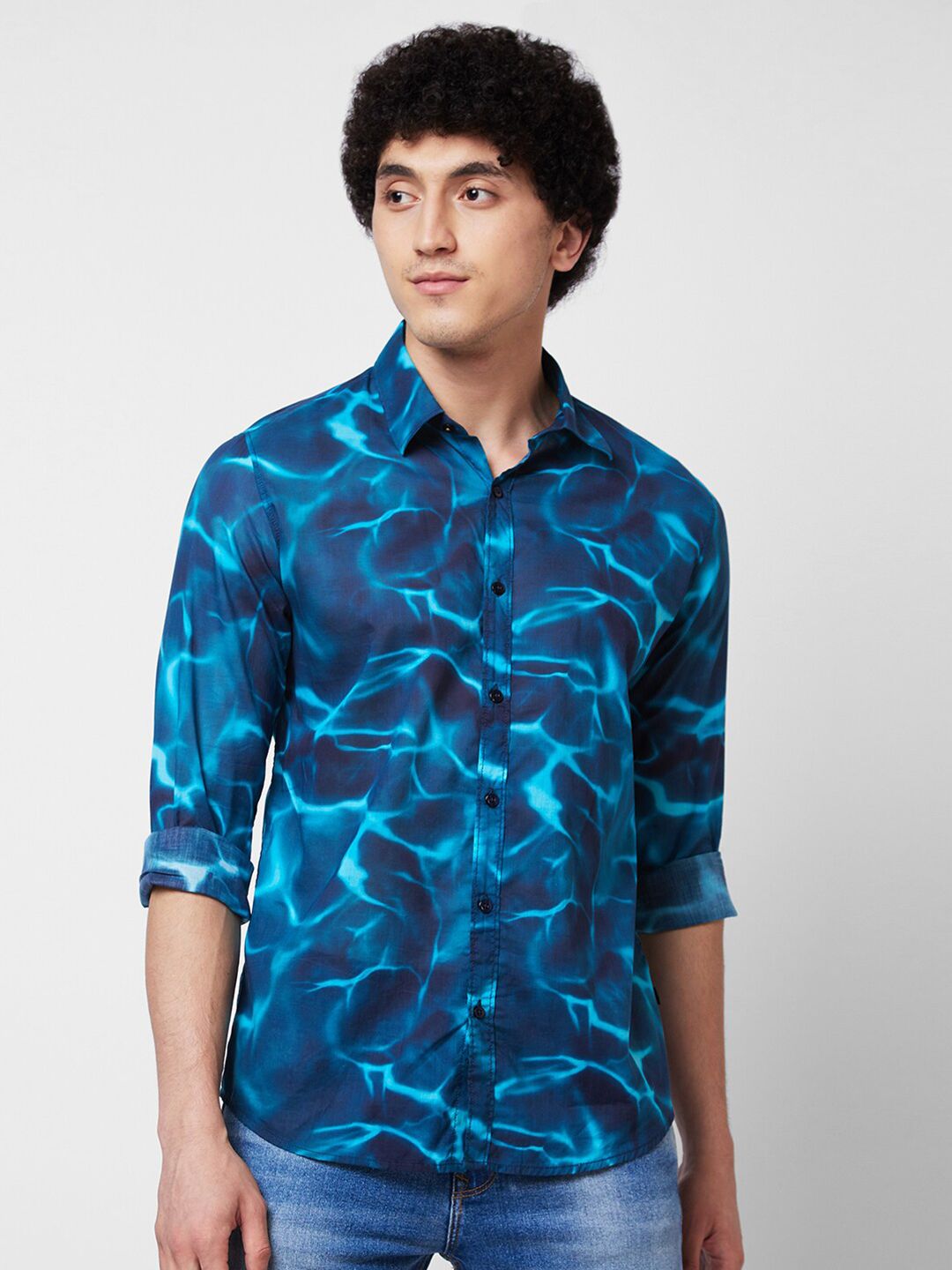 SPYKAR Spread collar Long Sleeves Printed Casual Pure Cotton Shirt